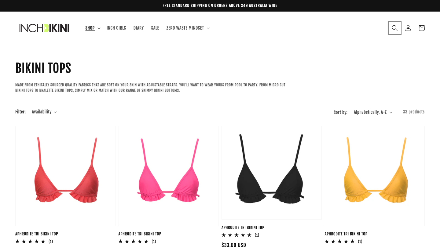 インチビキニ Bikini Tops